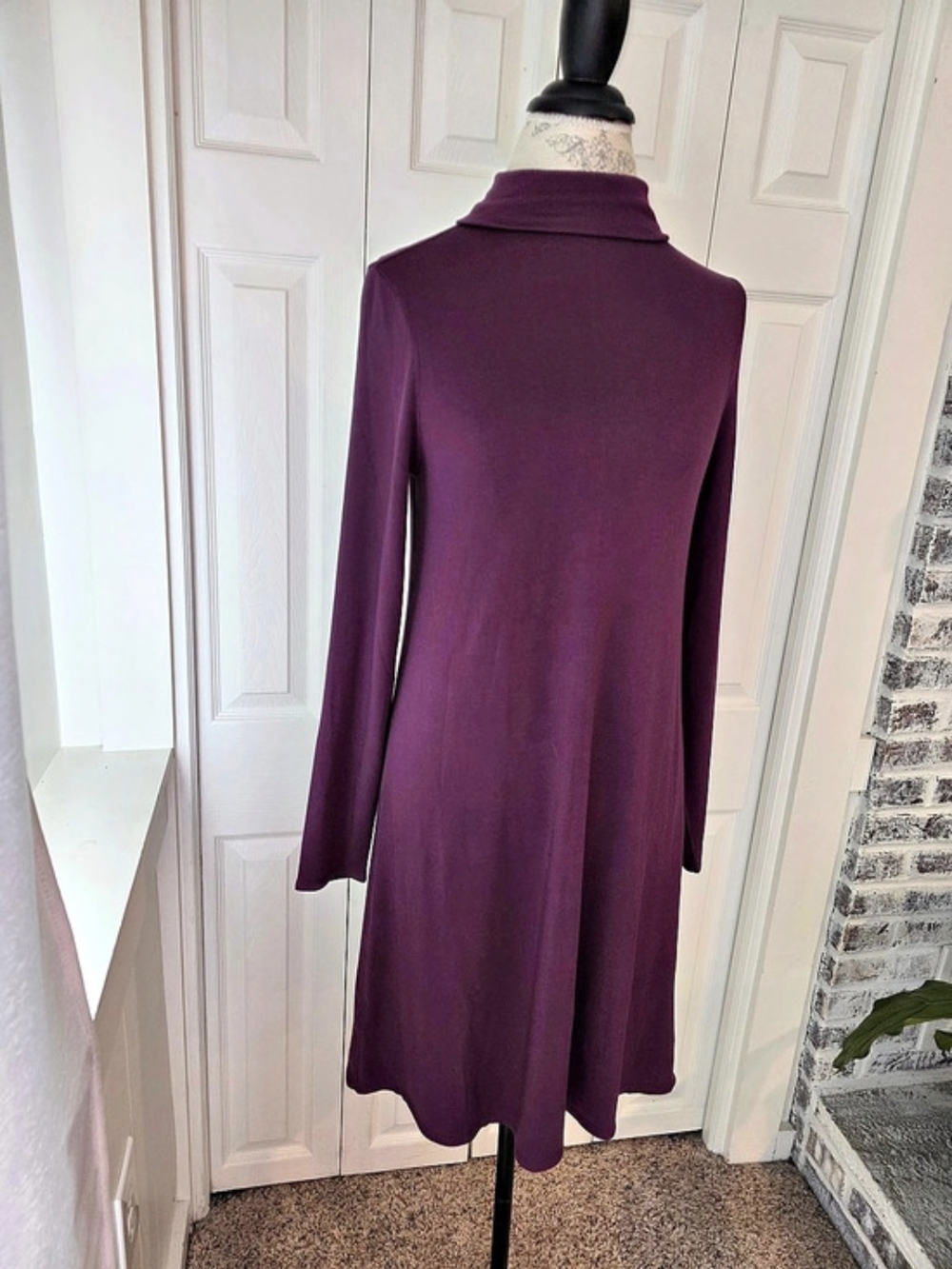 Kit and Ace Upgrade Brushed Long Sleeve Mock Neck Dress Plum Size S